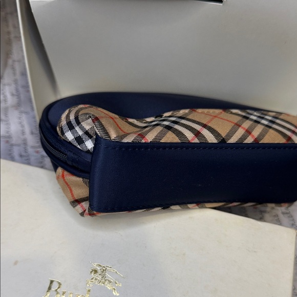 Burberrys Navy Nova Check Plaid Cosmetic Pouch Vintage - Picture 3 of 10